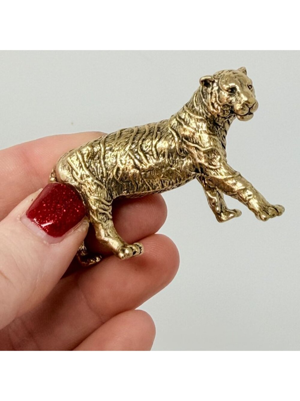 Brass Tiger Figurine Courage Protection Power Spirit Animal Altar Totem Decor
